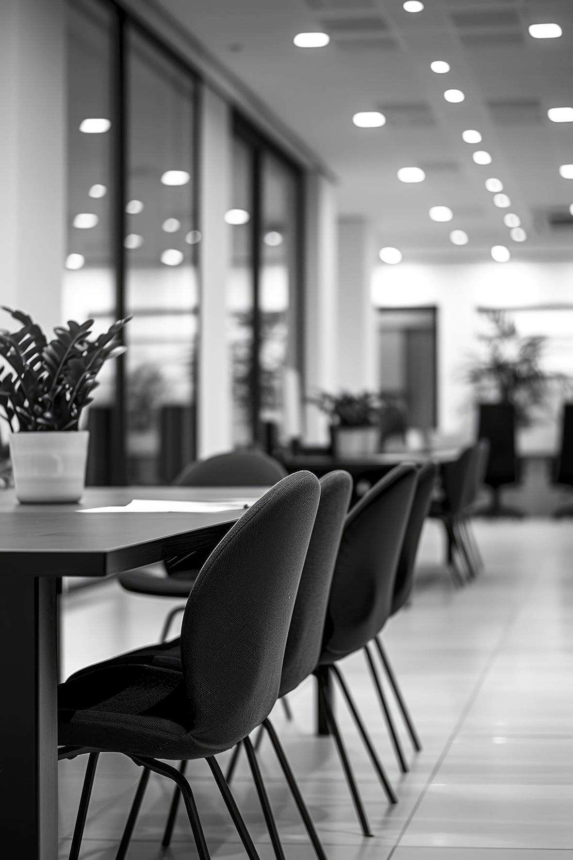 minimalistic working area, spacious, modern building, details closeup, black and white --ar 2:3 --style raw --stylize 250 Job ID: c3eccc12-93ce-482a-8285-c8bf7b5a1608